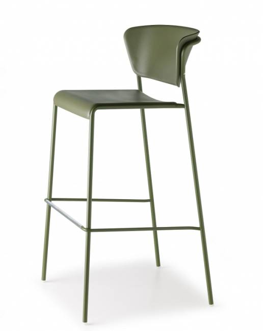 Стул пластиковый полубарный Lisa Technopolymer Go Green оливковый 520х500х880 мм
