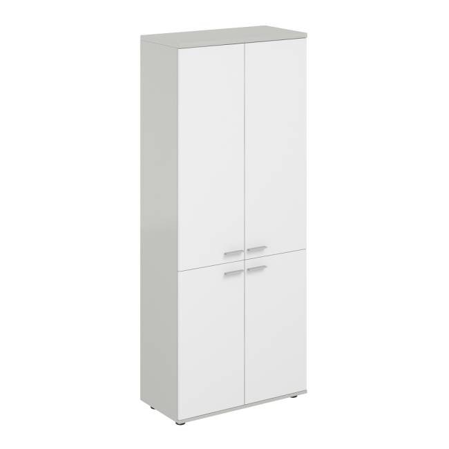SG.811.SH.SH.GL / Шкаф высокий 800х400х1955, 4-х дв, з.ст ЛДСП / корпус: серый бархат; фасады: серый бархат/стекло