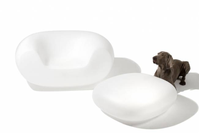 Пуф пластиковый Chubby Low Standard молочный белый 850х750х300 мм