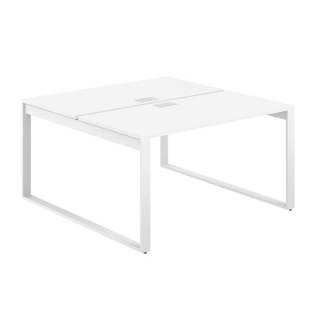 AG.143.WH.L.72.WH  / Рабочая станция 3200х1238х750  / профиль О-образный: 70х20 белый; лючок: серебро; столешница: белый