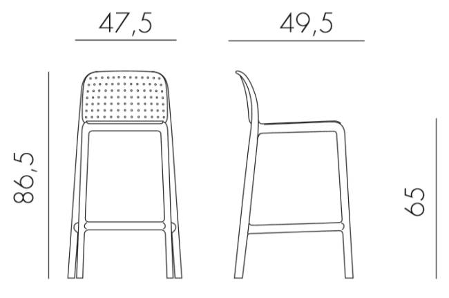 Стул пластиковый полубарный Lido Mini белый 475х495х865 мм