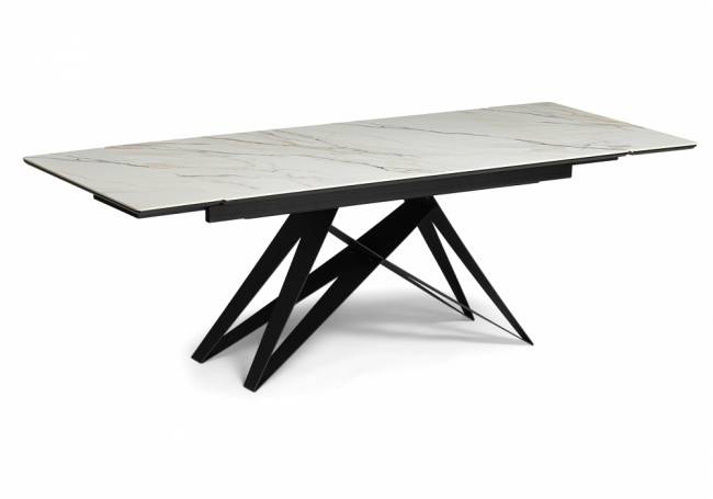 Керамический стол Блэкберн 160(220)х89 белый gilt white / черный