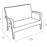 Диван пластиковый плетеный двухместный с подушкой Miami Lounge Sofa коричневый 1280x770x890 мм