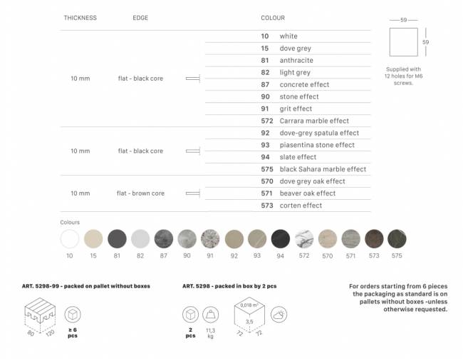 Столешница квадратная Compact Laminate для подстолья Nemo, Domino, Tiffany, Cross антрацит 600х600х10 мм