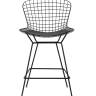 Стул полубарный с низкой спинкой Bertoia черный с черной подушкой