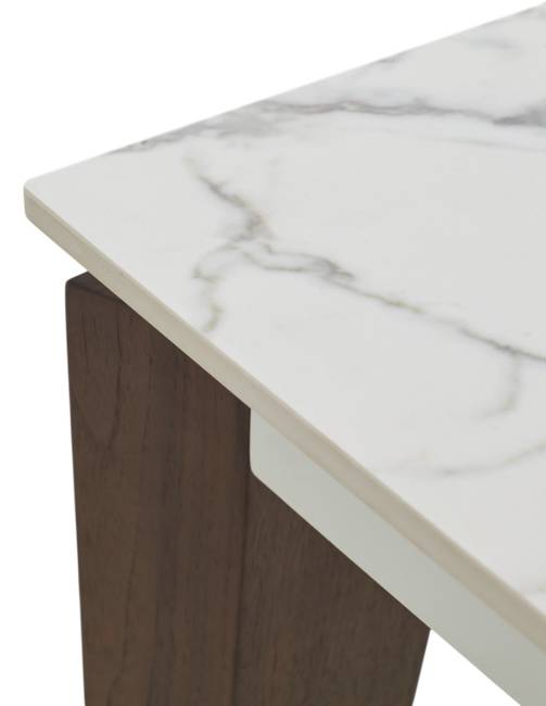 Стол ЭЗМИР (ESMIR) 160 цвет АРАБЕСКАТО (MATTE ARABESCATO SOLID CERAMIC) / ОРЕХ, ®DISAUR