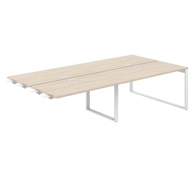 AG.164.AR.L.72.WH  / Рабочая станция комбо 2400х1438х750  / профиль О-образный: 70х20 белый; лючок: серебро; столешница: акация равелло