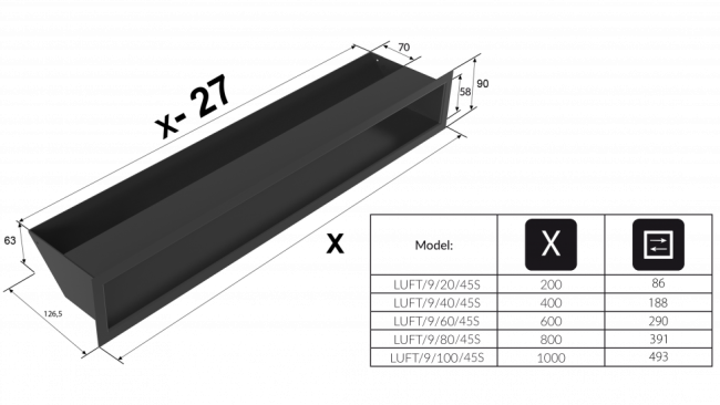 Решетка Kratki Люфт белая 9x80