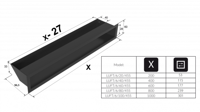 Решетка Kratki Люфт графитовая 6x100