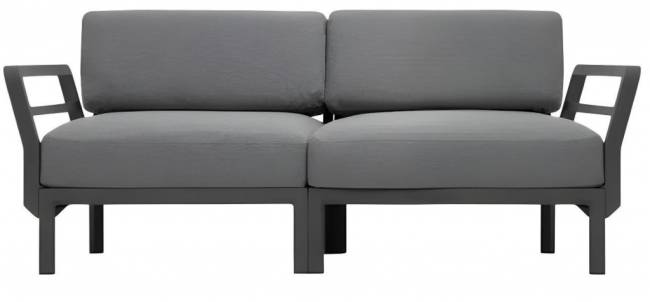 Диван пластиковый с подушками Maximo 2 базальт, лава 1860х940х790 мм
