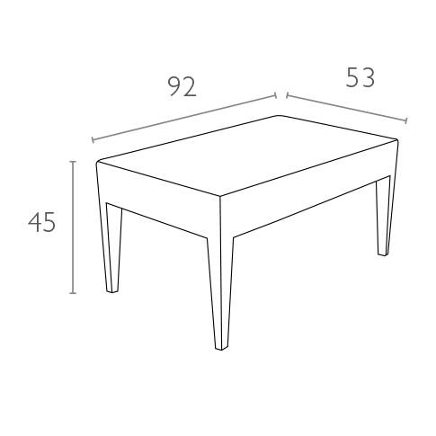 Столик пластиковый плетеный журнальный Miami Lounge Table белый 920х530х450 мм